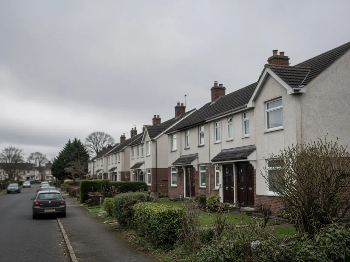 Quiet Scottish New Town street of semi-detached homes