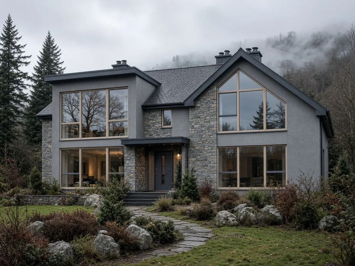 Contemporary Scottish house with large modern glazed windows